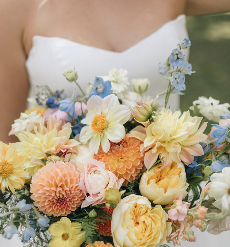 Bright and Beautiful bouquet by Asheville Wedding Florist, Sugar Magnolia Flower Company. Photo Credit: Sheila Mraz