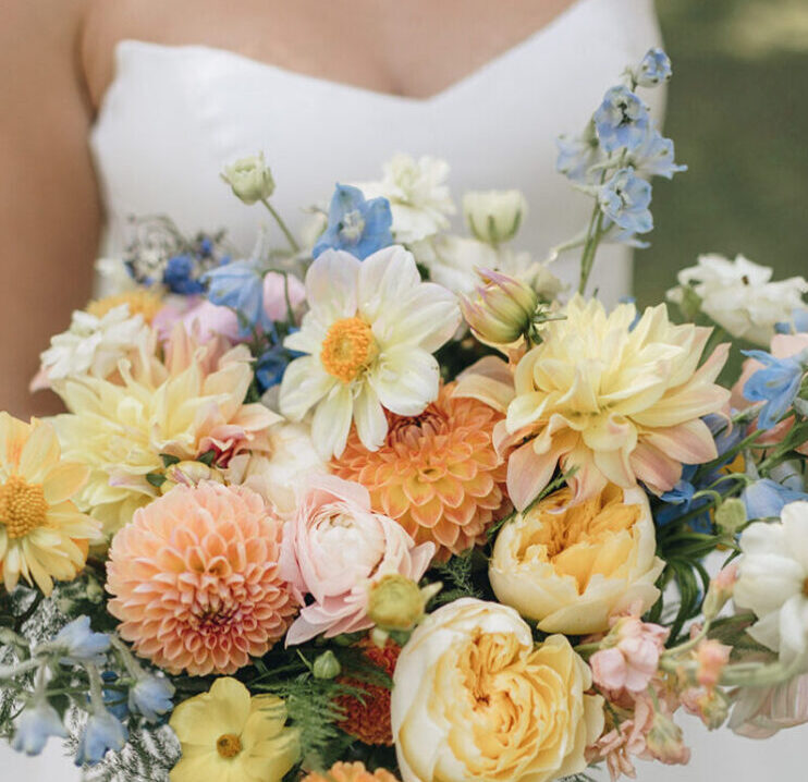 Bright and Beautiful bouquet by Asheville Wedding Florist, Sugar Magnolia Flower Company. Photo Credit: Sheila Mraz